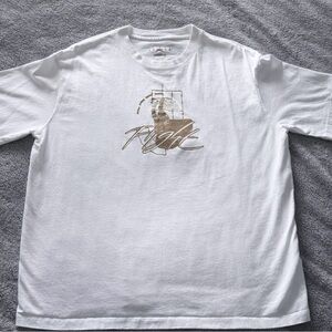Air Jordan Flight Graphic T-Shirt White Gold Print Loose Fit Size L